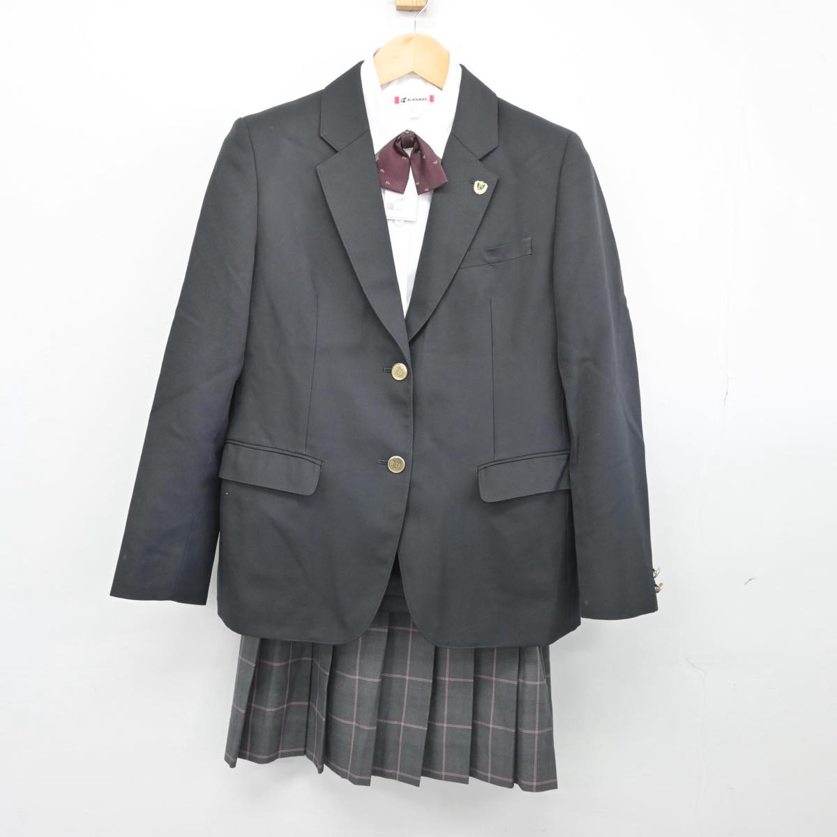 【中古】福岡県 福智高等学校 女子制服 3点（ブレザー・シャツ・スカート）sf026760