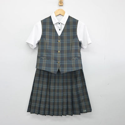 【中古】北海道 札幌西陵高等学校 女子制服 3点（ベスト・シャツ・スカート）sf026762