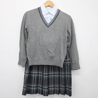 【中古】東京都 文京学院大学女子高等学校 女子制服 3点（シャツ・ニット・スカート）sf026777