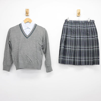 【中古】東京都 文京学院大学女子高等学校 女子制服 3点（シャツ・ニット・スカート）sf026777