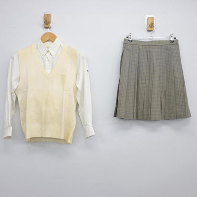 【中古】東京都 帝京高等学校/旧モデル 女子制服 3点（シャツ・ニットベスト・スカート）sf026778