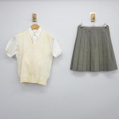 【中古】東京都 帝京高等学校/旧モデル 女子制服 3点（シャツ・ニットベスト・スカート）sf026779