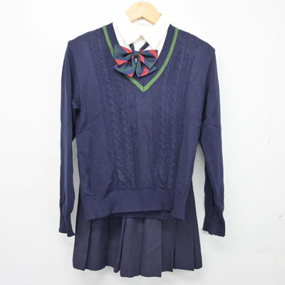 【中古】埼玉県 川越南高等学校 女子制服 4点（シャツ・ニット・スカート）sf026797