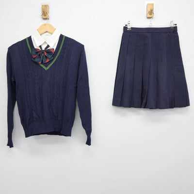 【中古】埼玉県 川越南高等学校 女子制服 4点（シャツ・ニット・スカート）sf026797