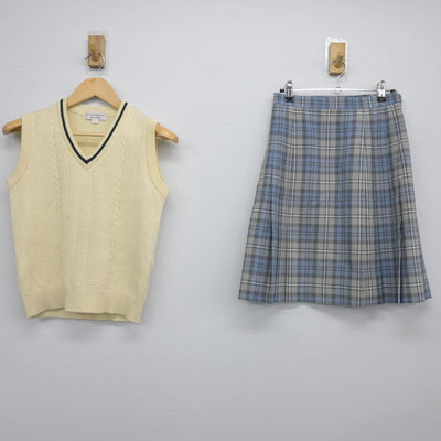 【中古】東京都 國學院高等学校 女子制服 2点（ニットベスト・スカート）sf026804