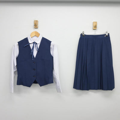 【中古】兵庫県 大津中学校 女子制服 4点（ベスト・シャツ・スカート）sf026850