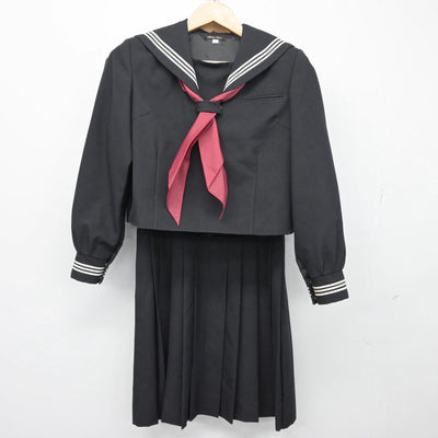 【中古】埼玉県 加須西中学校 女子制服 3点（セーラー服・ジャンパースカート）sf026860