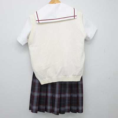 【中古】愛知県 名古屋経済大学市邨高等学校 女子制服 3点（セーラー服・ニットベスト・スカート）sf026887