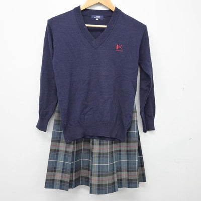 【中古】東京都 国士舘高等学校 女子制服 2点（ニット・スカート）sf026892