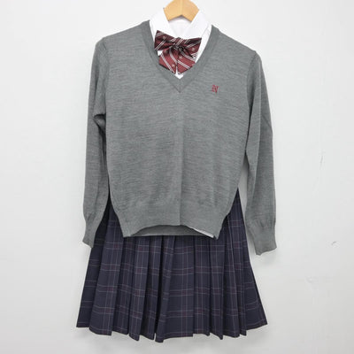 【中古】東京都 第二大島中学校 女子制服 5点（ブレザー・シャツ・ニット・スカート）sf026898