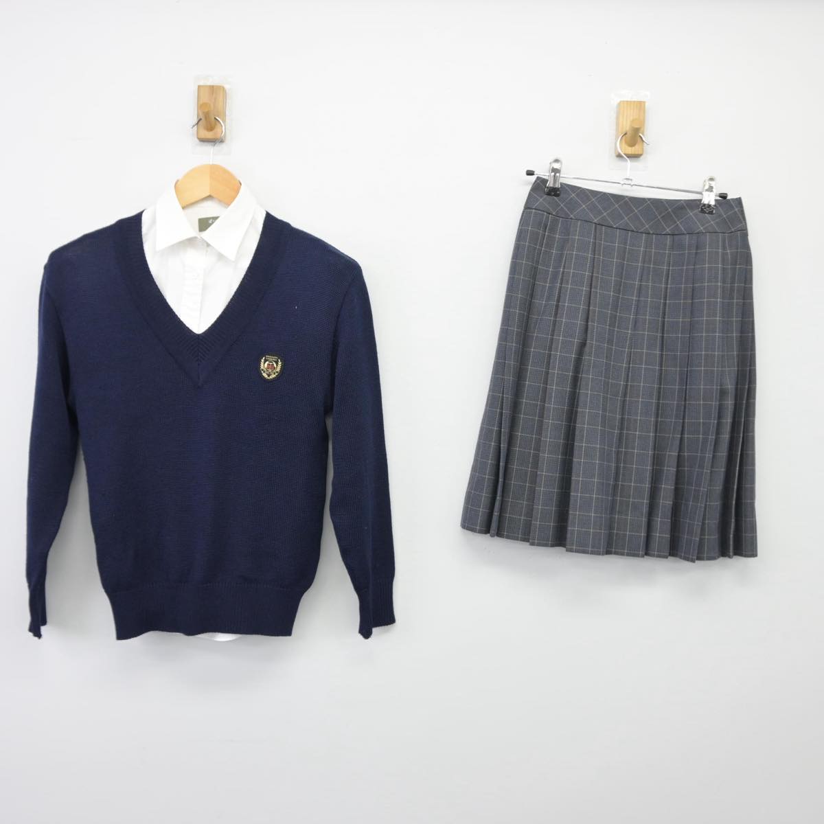 【中古】千葉県 芝浦工業大学柏中学高等学校 女子制服 5点（ブレザー・シャツ・ニット・スカート）sf026906