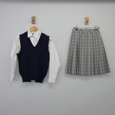 【中古】千葉県 芝浦工業大学柏中学高等学校 女子制服 3点（シャツ・ニットベスト・スカート）sf026908