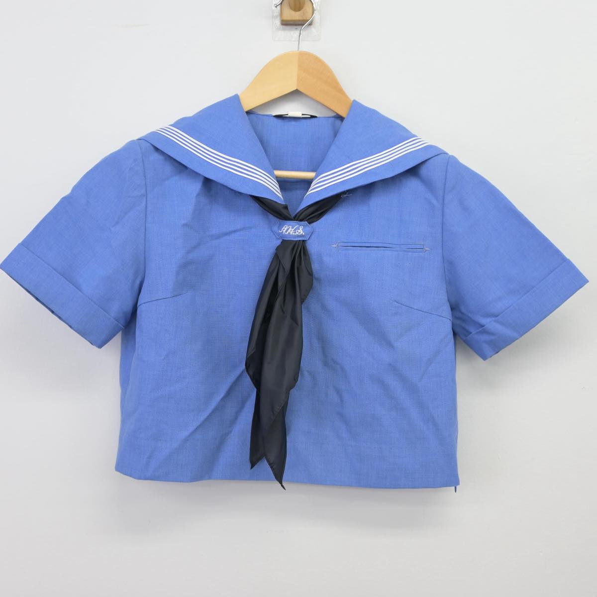 【中古】福岡県 朝倉高等学校 女子制服 3点（セーラー服・スカート）sf026910