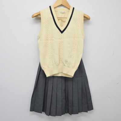 【中古】群馬県 前橋育英高等学校 女子制服 2点（ニットベスト・スカート）sf026979