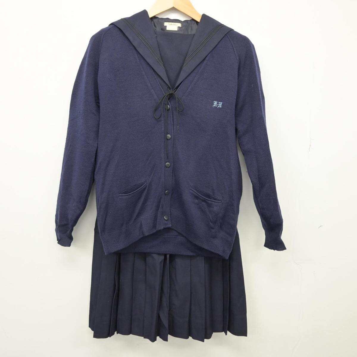 【中古】兵庫県 神戸高等学校 女子制服 4点（セーラー服・ニット・スカート）sf026981