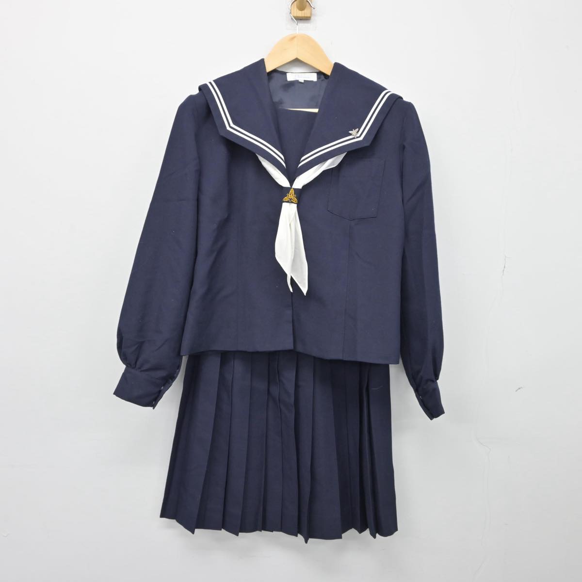 【中古】福島県 蓬莱中学校 女子制服 4点（セーラー服・スカート）sf026999