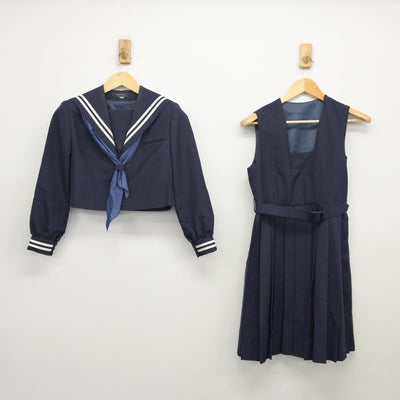 【中古】熊本県 人吉第二中学校 女子制服 3点（セーラー服・ジャンパースカート）sf027024