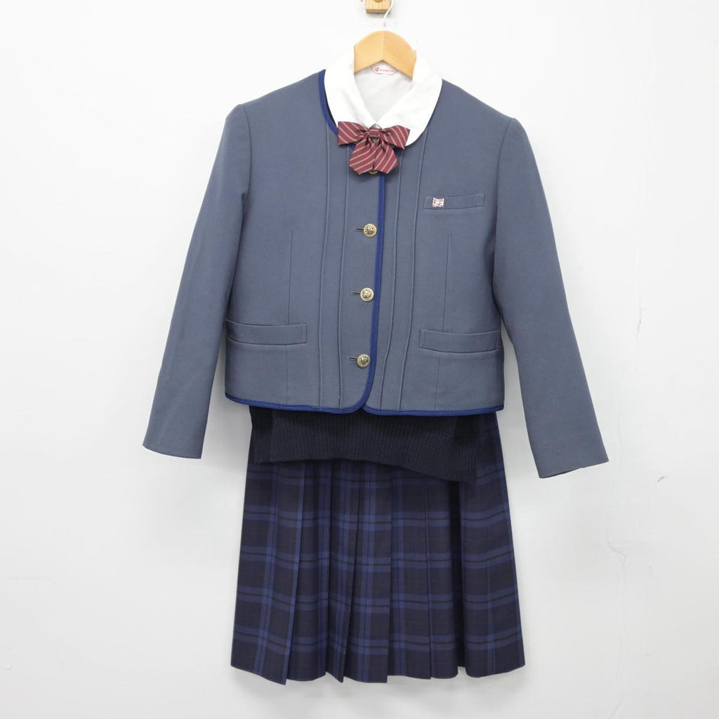 【中古】静岡県 加藤学園高等学校 女子制服 5点（ブレザー・ニット・シャツ・スカート）sf027040