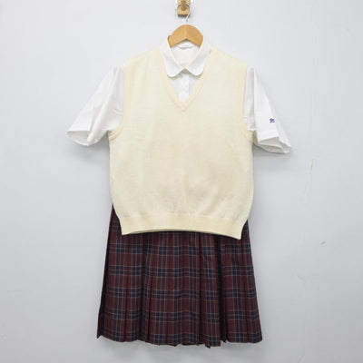 【中古】埼玉県 八潮南高等学校 女子制服 4点（ニットベスト・シャツ・スカート）sf027050