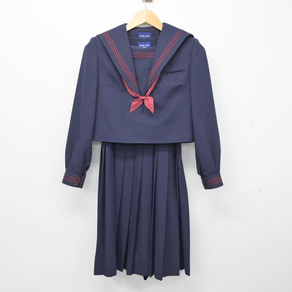 【中古】福岡県 久留米市立明星中学校 女子制服 3点（セーラー服・ジャンパースカート）sf027057