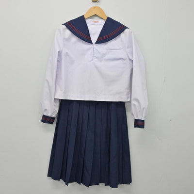 【中古】岩手県 岩手町立川口中学校 女子制服 3点（セーラー服・スカート）sf027060