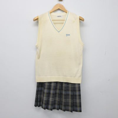 【中古】東京都 柘植第一高等学校 女子制服 2点（ニットベスト・スカート）sf027065