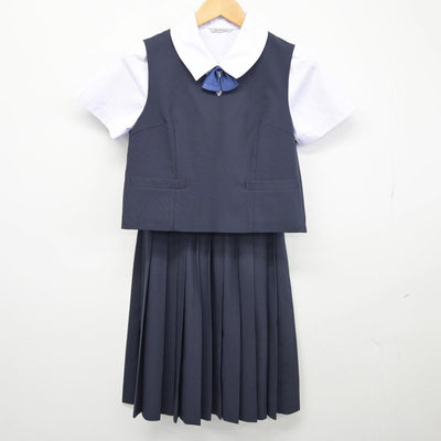 【中古】富山県 興南中学校 女子制服 4点（シャツ・ベスト・スカート）sf027086