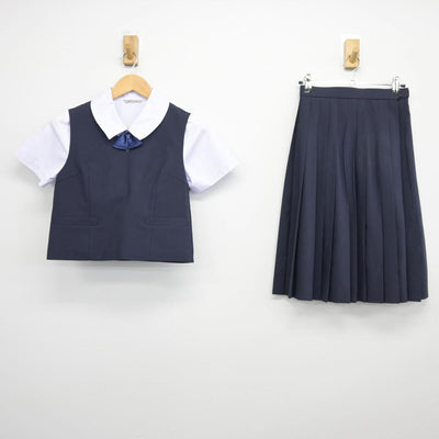 【中古】富山県 興南中学校 女子制服 4点（シャツ・ベスト・スカート）sf027086