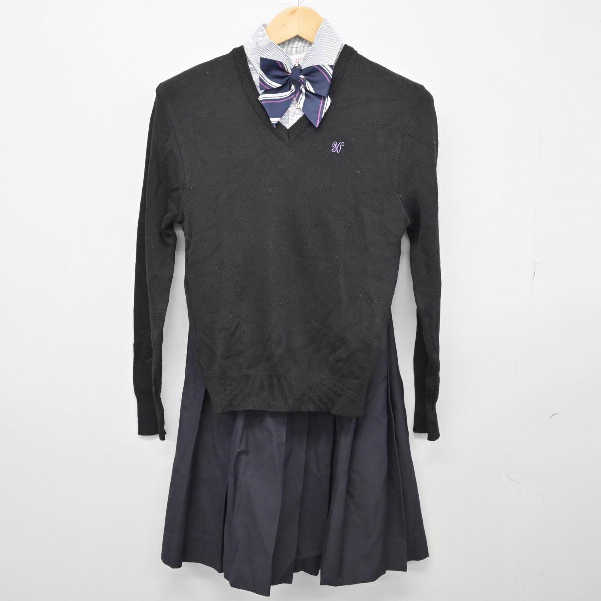 【中古】熊本県 清流高等学校 女子制服 5点（ブレザー・シャツ・ニット・スカート）sf027091