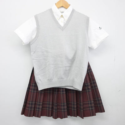 【中古】東京都 帝京高等学校 女子制服 3点（シャツ・ニットベスト・スカート）sf027101