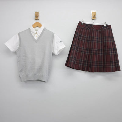 【中古】東京都 帝京高等学校 女子制服 3点（シャツ・ニットベスト・スカート）sf027101