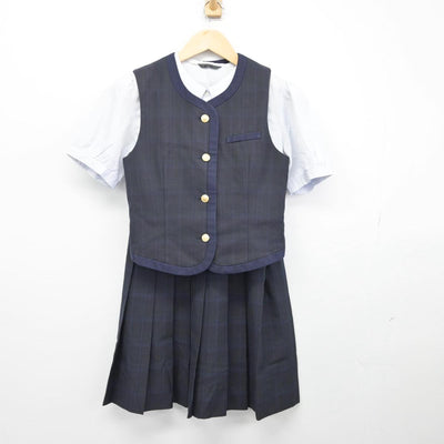 【中古】熊本県 熊本国府高等学校 女子制服 3点（ベスト・シャツ・スカート）sf027127