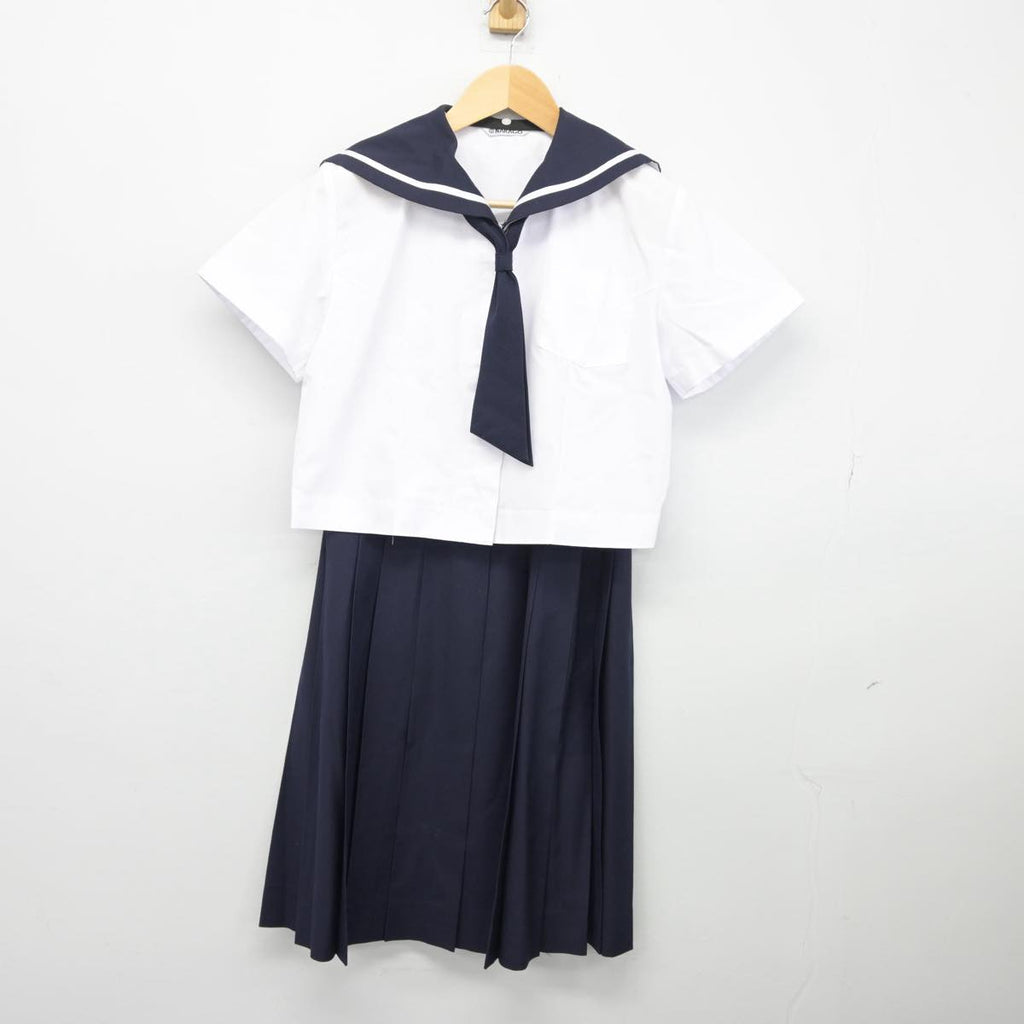 【中古】福島県 福島大学附属中学校 女子制服 4点（セーラー服・スカート）sf027162