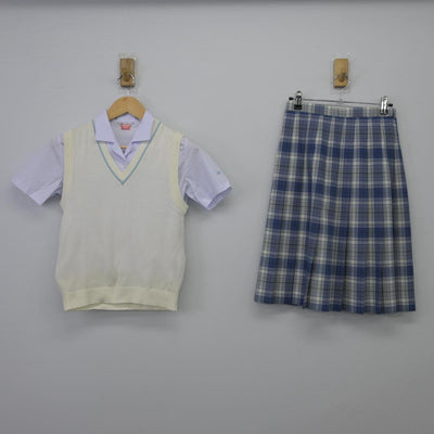 【中古】千葉県 芝浦工業大学柏中学高等学校 女子制服 3点（ニットベスト・シャツ・スカート）sf027188