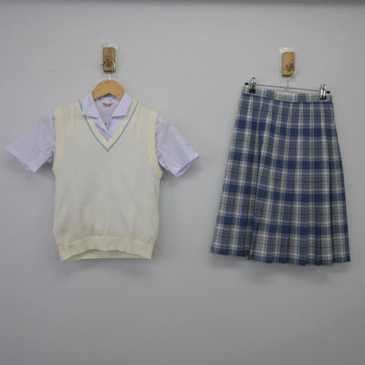 【中古】千葉県 芝浦工業大学柏中学高等学校 女子制服 3点（ニットベスト・シャツ・スカート）sf027189