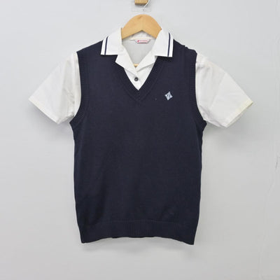 【中古】福岡県 筑紫丘高等学校 女子制服 2点（ニットベスト・シャツ）sf027198