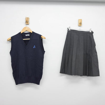 【中古】神奈川県 アレセイア湘南高等学校 女子制服 2点（ニットベスト・スカート）sf027220