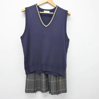 【中古】三重県 高田学苑 高田高等学校 女子制服 2点（ニットベスト・スカート）sf027268