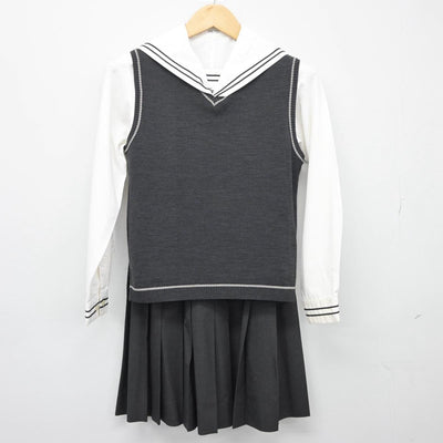 【中古】愛媛県 新居浜西高等学校 女子制服 3点（セーラー服・ニットベスト・スカート）sf027288