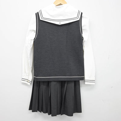 【中古】愛媛県 新居浜西高等学校 女子制服 3点（セーラー服・ニットベスト・スカート）sf027288