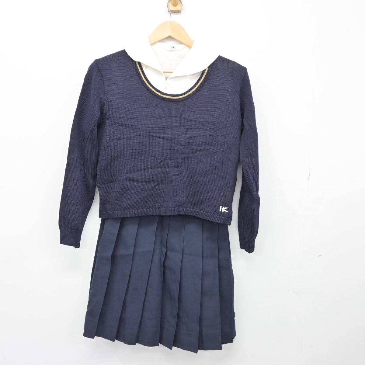 【中古】大分県 東明高等学校 女子制服 4点（ブレザー・ニット・シャツ・スカート）sf027340