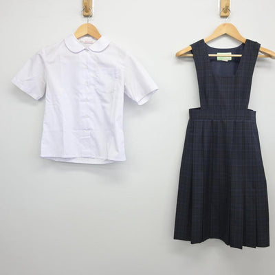 【中古】福岡県 長尾中学校 女子制服 2点（シャツ・ジャンパースカート）sf027353