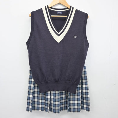 【中古】長崎県 九州文化学園高等学校 女子制服 3点（ニットベスト・スカート）sf027378