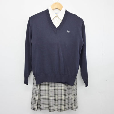 【中古】埼玉県 県陽高等学校 女子制服 3点（シャツ・ニット・スカート）sf027383