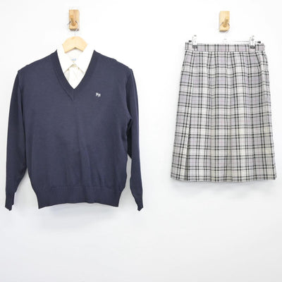 【中古】埼玉県 県陽高等学校 女子制服 3点（シャツ・ニット・スカート）sf027383