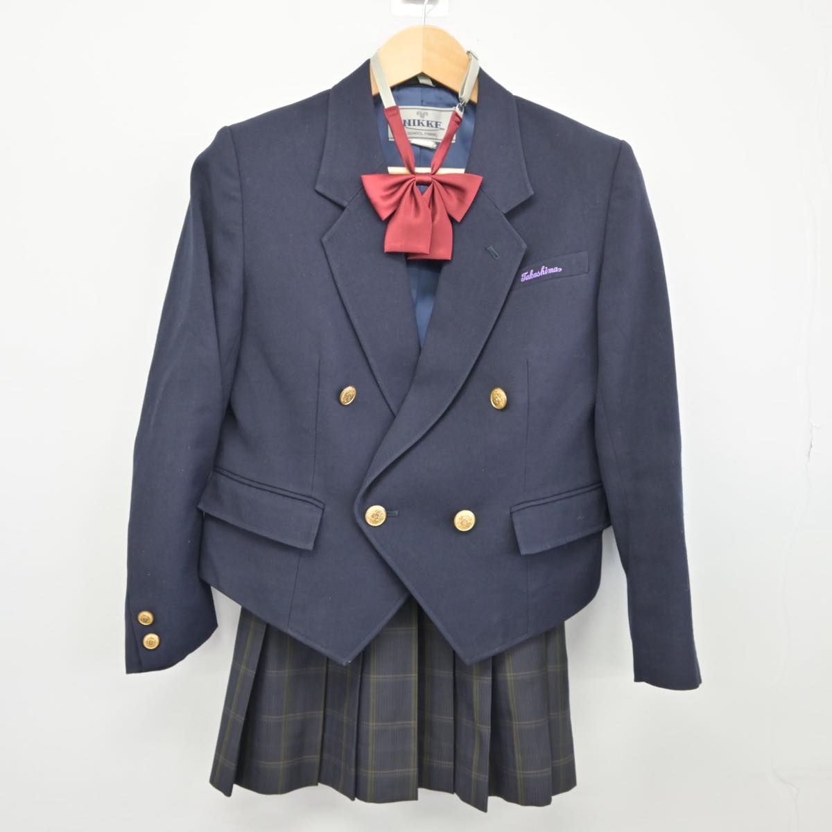 【中古】滋賀県 高島高等学校 女子制服 3点（ブレザー・スカート）sf027391