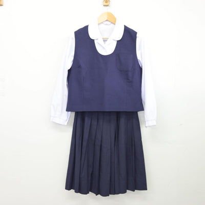 【中古】佐賀県 武雄中学校 女子制服 3点（ベスト・シャツ・スカート）sf027401