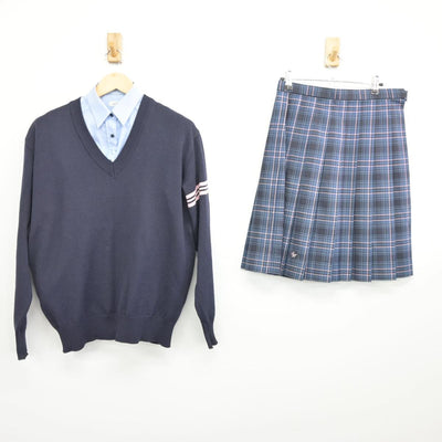 【中古】愛知県 桜丘高等学校 女子制服 4点（ブレザー・ニット・シャツ・スカート）sf027406