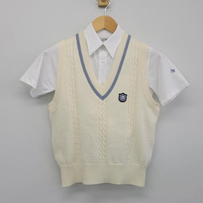 【中古】北海道 北斗高等学校 女子制服 2点（ニットベスト・シャツ）sf027438