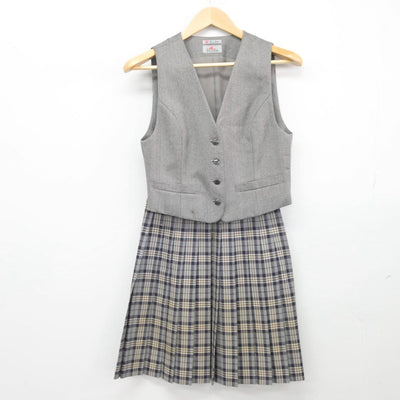 【中古】静岡県 静岡サレジオ高等学校 女子制服 2点（ベスト・スカート）sf027517